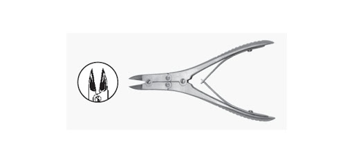 Kleinert-Kutz Bone Cutting Forceps, Double-Action, Delicate Blades, 6" (15.0 Cm), Down-Curved